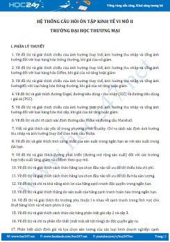 Hệ thống câu hỏi ôn tập Kinh tế vi mô II - ĐH Thương mại