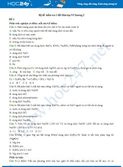Bộ đề kiểm tra 1 tiết Chương 2 Hóa học 9 có lời giải chi tiết