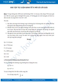 Bài tập tự luận Kinh tế vi mô có lời giải