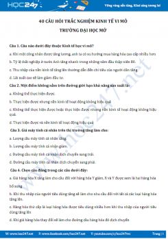 Tổng hợp 5 đề trắc nghiệm môn Kinh tế vi mô có đáp án
