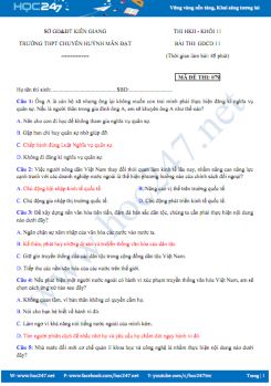 Đề thi HK2 môn GDCD lớp 11 năm 2019 Trường THPT Huỳnh Mẫn Đạt có đáp án