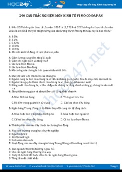 290 Câu trắc nghiệm Kinh tế vi mô có đáp án