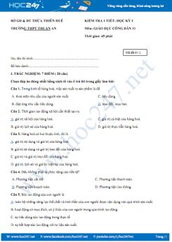 Đề kiểm tra 1 tiết HK1 môn GDCD lớp 11 Trường THPT Thuận An năm 2018 - 2019