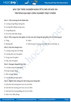 Bài tập trắc nghiệm Kinh tế vi mô có đáp án - ĐH Công Nghiệp Thực Phẩm