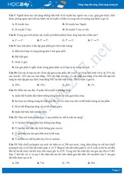 Đề thi học kì 1 môn Sinh lớp 12 năm 2018-2019 - Trường THPT Ngô Lễ Tân