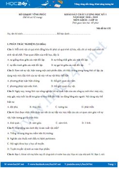 Đề thi HK1 môn GDCD lớp 10 Sở GD & ĐT Vĩnh Phúc năm 2018 - 2019