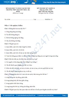 Đề thi HK1 môn GDCD lớp 10 Trường THPT Nguyễn Trãi năm 2018 - 2019