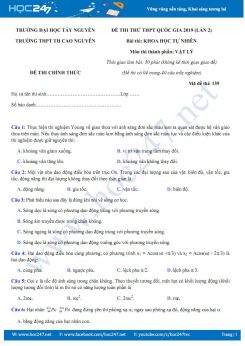 Đề thi thử THPT QG 2019 môn Vật lý có đáp án trường THPT TH Cao Nguyên