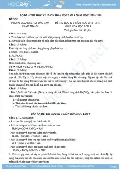 Bộ 5 đề thi HK1 môn Hóa học 9 năm 2018 - 2019