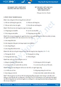 Đề thi KSCL giữa HK1 môn GDCD 11 Trường THPT Bùi Thị Xuân năm học 2018 - 2019