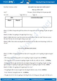 Đề thi HK2 môn GDCD lớp 7 Trường THCS Ba Lòng năm học 2018 - 2019