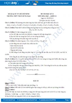 Đề thi HK2 môn Hóa lớp 10 năm 2019 Trường THPT Trần Hưng Đạo