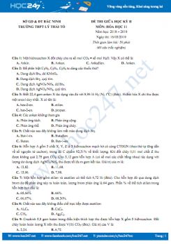 Đề thi giữa HK2 môn Hóa học 11 năm 2019 Trường THPT Lý Thái Tổ