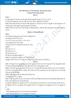 Bộ 4 đề kiểm tra Chương 1 Hóa 8 năm 2019 Trường THCS Lăng Thành (Có đáp án chi tiết)