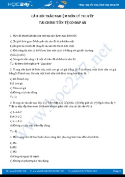 Câu hỏi trắc nghiệm môn Lý thuyết tài chính tiền tệ có đáp án