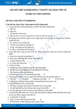 Câu hỏi trắc nghiệm môn Lý thuyết tài chính tiền tệ có đáp án theo chương