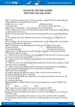 Câu hỏi ôn tập trắc nghiệm môn Pháp luật đại cương