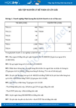 Bài tập Nguyên lý kế toán có lời giải