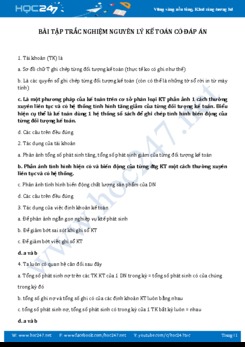 Bài tập trắc nghiệm Nguyên lý kế toán có đáp án