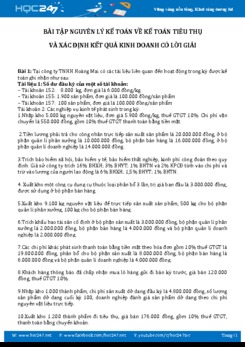 Bài tập Nguyên lý kế toán về kế toán tiêu thụ và xác định kết quả kinh doanh