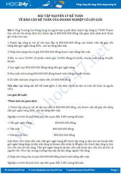 Bài tập Nguyên lý kế toán về báo cáo kế toán của doanh nghiệp có lời giải