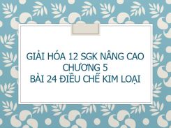 Giải Hóa 12 SGK nâng cao Chương 5 Bài 24 Điều chế kim loại