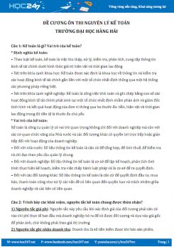 Đề cương ôn thi Nguyên lý kế toán - ĐH Hàng Hải