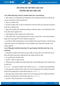 Đề cương ôn tập môn Logic học - ĐH Hàng Hải