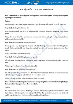 Bài tập môn Logic học có đáp án