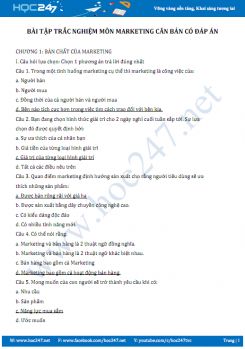 Bài tập trắc nghiệm môn Marketing căn bản có đáp án