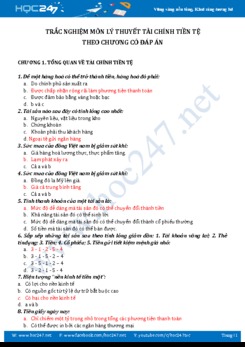 Trắc nghiệm môn Lý thuyết tài chính tiền tệ theo chương có đáp án