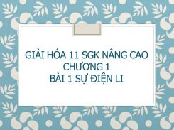 Giải Hóa 11 SGK nâng cao Chương 1 Bài 1 Sự điện li