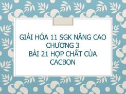 Giải Hóa 11 SGK nâng cao Chương 3 Bài 21 Hợp chất của cacbon
