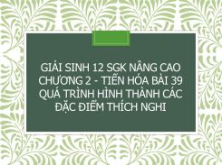 Giải Sinh 12 SGK nâng cao Chương 2 - Tiến hóa Bài 39 Quá trình hình thành các đặc điểm thích nghi