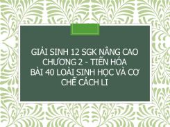 Giải Sinh 12 SGK nâng cao Chương 2 - Tiến hóa Bài 40 Loài sinh học và các cơ chế cách li