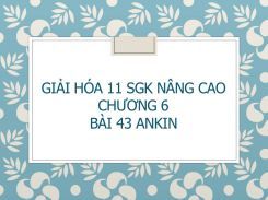 Giải Hóa 11 SGK nâng cao Chương 6 Bài 43 Ankin