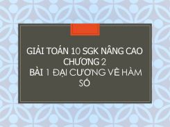 Giải Toán 10 SGK nâng cao Chương 2 Bài 1 Đại cương về hàm số