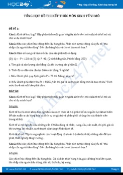 Tổng hợp đề thi kết thúc môn Kinh tế vi mô
