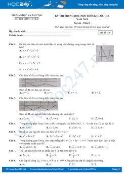Đáp án đề thi THPT QG 2019 môn Toán mã đề 109