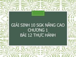 Giải Sinh 10 SGK nâng cao Chương 1 Bài 12 Thực hành