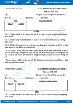 Bộ đề thi HK2 môn GDCD lớp 6 Trường THCS Ba Lòng năm học 2018-2019