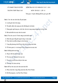 Đề thi HK1 môn Tin học 10 năm 2018 Trường THPT Trại Cau