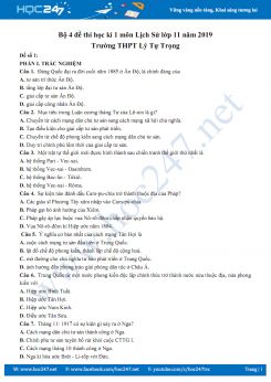 Bộ 4 đề thi HK1 môn Lịch Sử 11 năm 2018 - Trường THPT Lý Tự Trọng