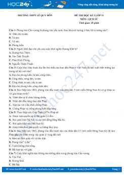 Đề thi HK2 môn Lịch Sử 11 năm 2019 - Trường THPT Lê Quý Đôn