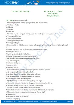 Đề thi HK1 môn Lịch Sử lớp 10 năm 2018 - Trường THPT Can Lộc
