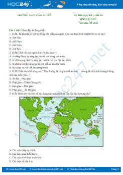Đề thi HK1 môn Lịch Sử lớp 10 năm 2018 - Trường THPT Cẩm Xuyên