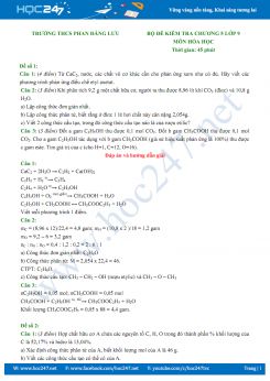 Bộ 5 đề kiểm tra chương 5 Hóa học 9 năm 2019 - Trường THCS Phan Đăng Lưu