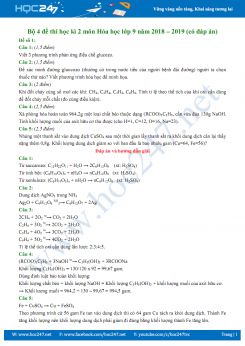 Bộ 4 đề thi HK2 môn Hóa học 9 năm 2019 (có đáp án)