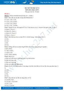 Bộ 3 đề thi HK2 môn Hóa học 9 năm 2019 (có đáp án chi tiết)