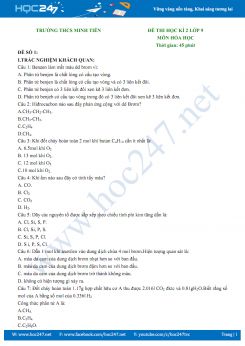 Bộ 4 đề thi HK2 môn Hóa học 9 năm 2019 - Trường THCS Minh Tiến